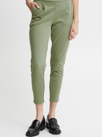 ICHI Skinny Bandplooibroek 'KATE' in Groen: voorkant