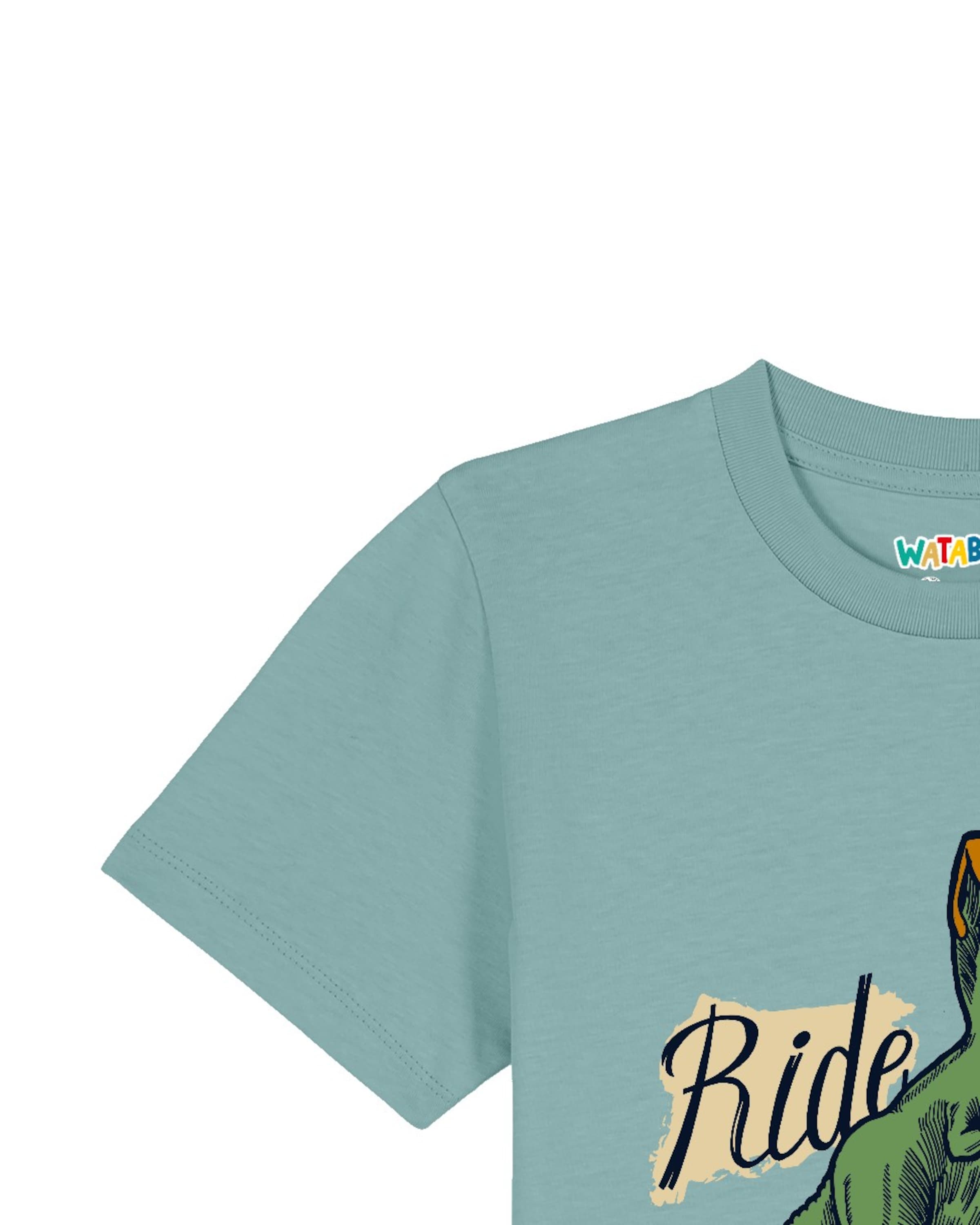 watabout.kids Shirt 'T-Rex Fahrrad' in Blauw