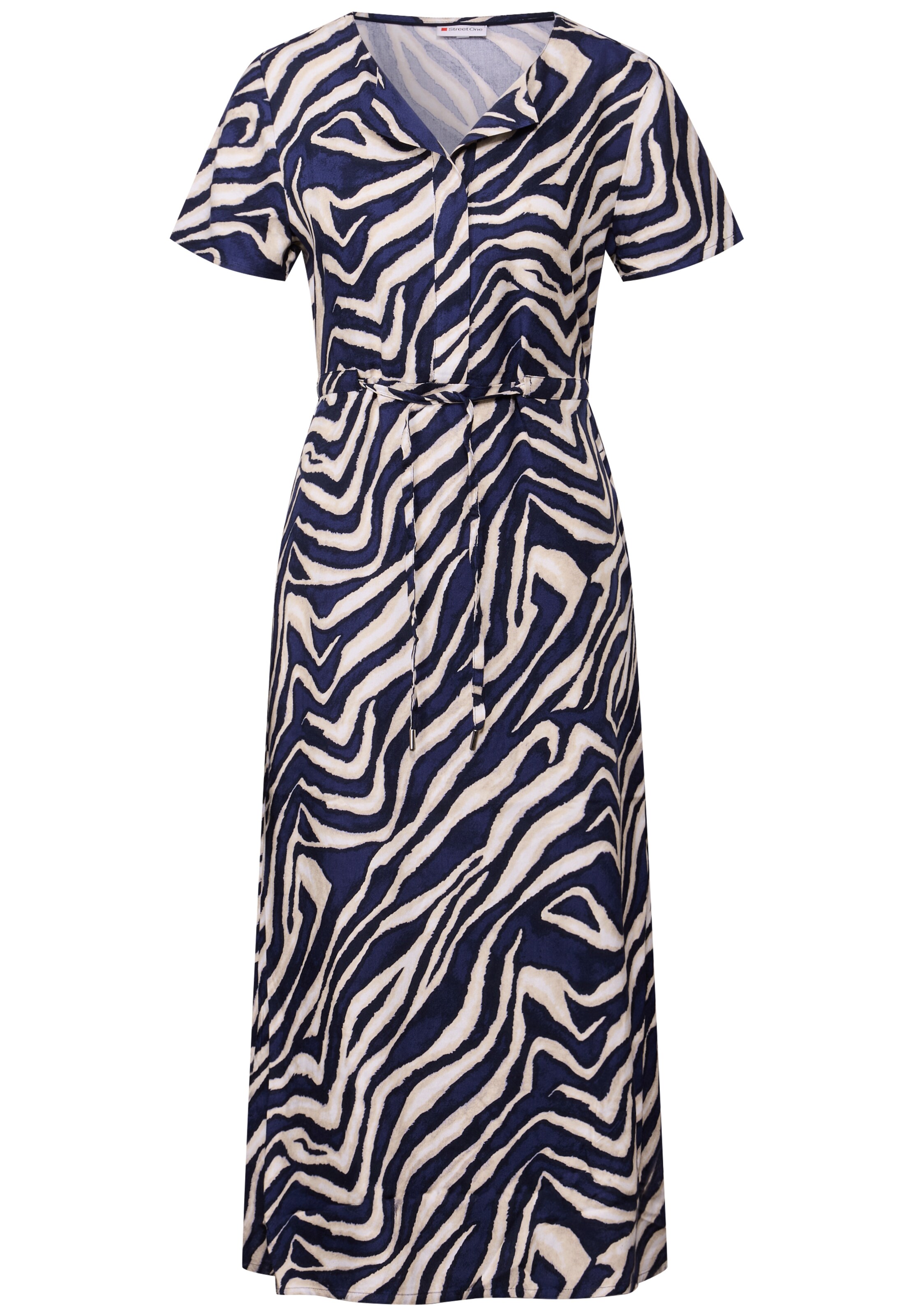 STREET ONE Sommerkleid in hellbeige / dunkelblau, Produktansicht