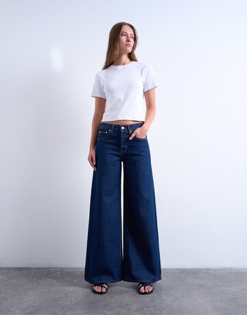 mėlyna TOPSHOP Plačios klešnės Džinsai 'CLARA'