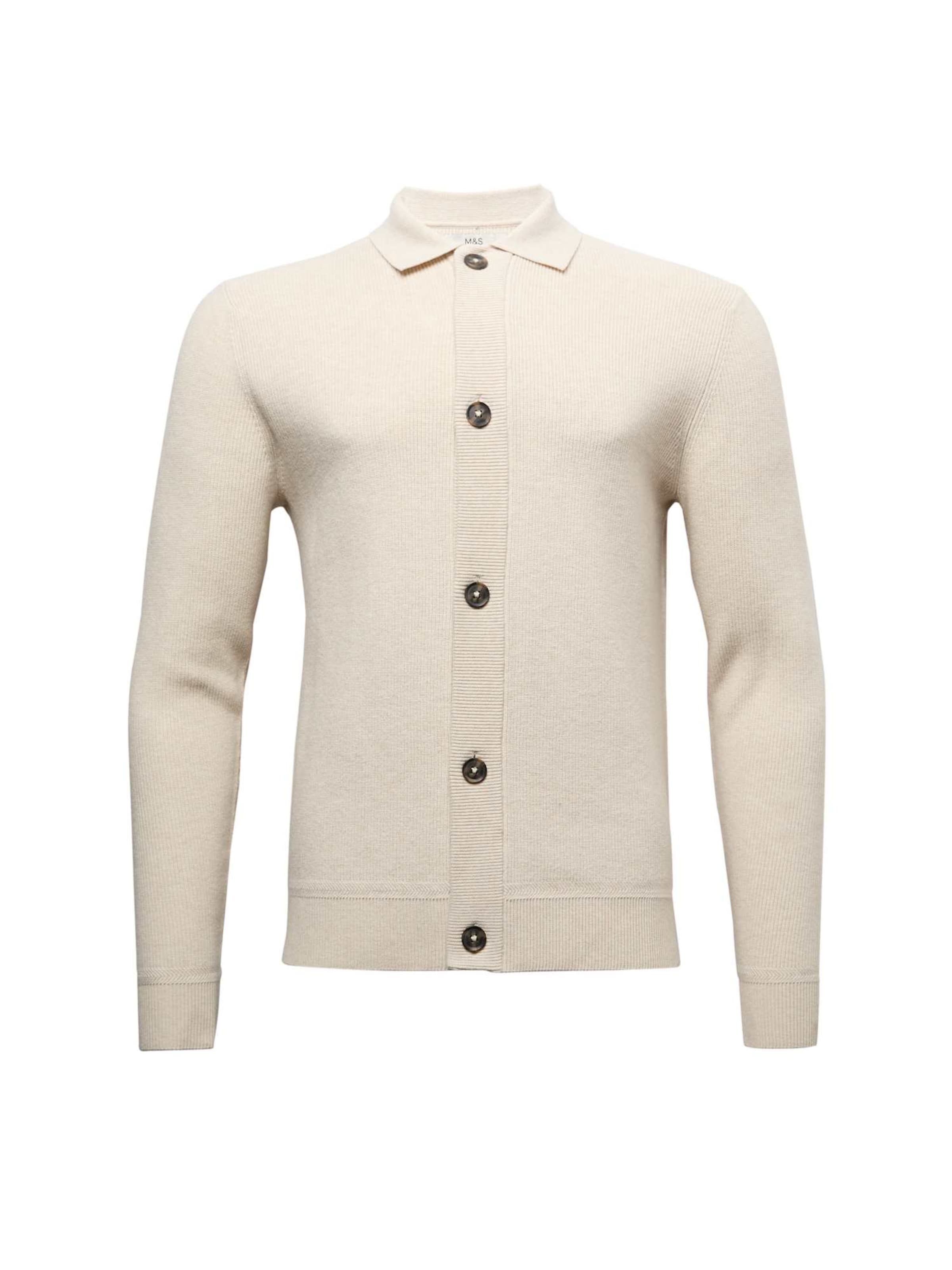 Marks & Spencer Gebreid vest in Beige: voorkant