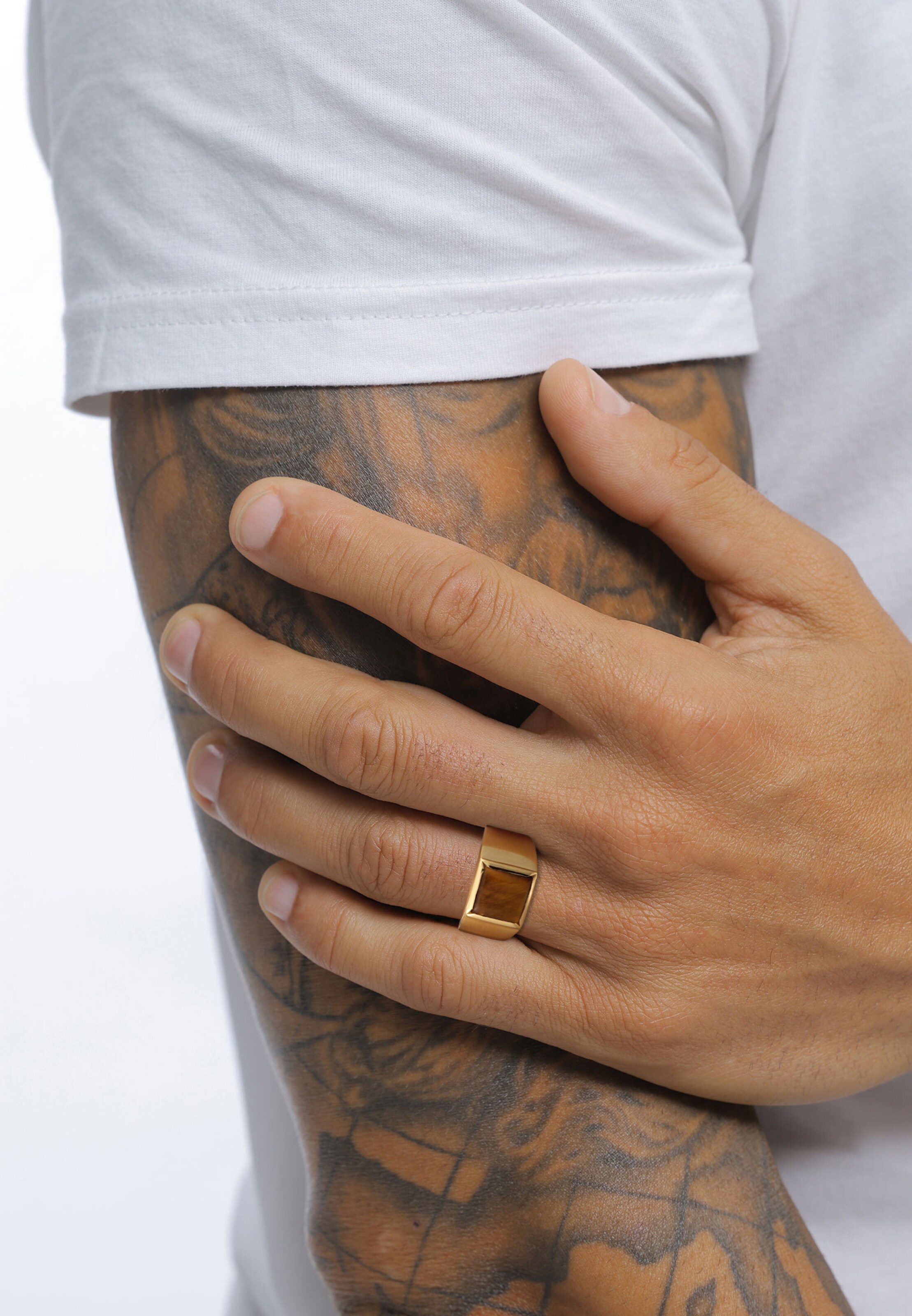 Bague 'Tigerauge' KUZZOI en or : devant