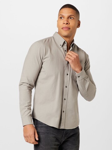 HUGO Slim fit Button Up Shirt 'Evito' in Beige: front