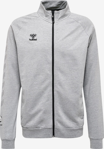 Hummel Athletic Zip-Up Hoodie 'Move' in Grey: front