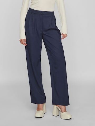 VILA Wide leg Pleat-Front Pants 'VIGA' in Blue