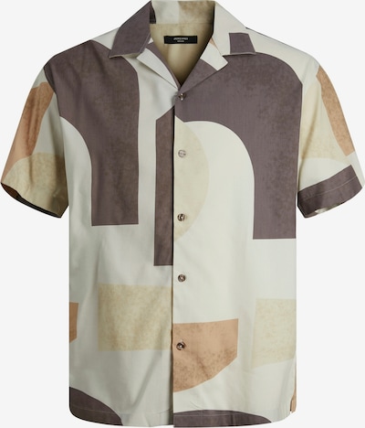 JACK & JONES Button Up Shirt 'CARNABY' in Cream / Sand / Dark beige / Dark grey, Item view