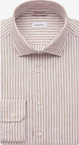 SEIDENSTICKER Slim fit Business Shirt 'SMART LINEN' in Beige