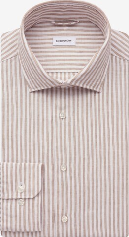 SEIDENSTICKER Slim Fit Businesshemd 'SMART LINEN' in Beige