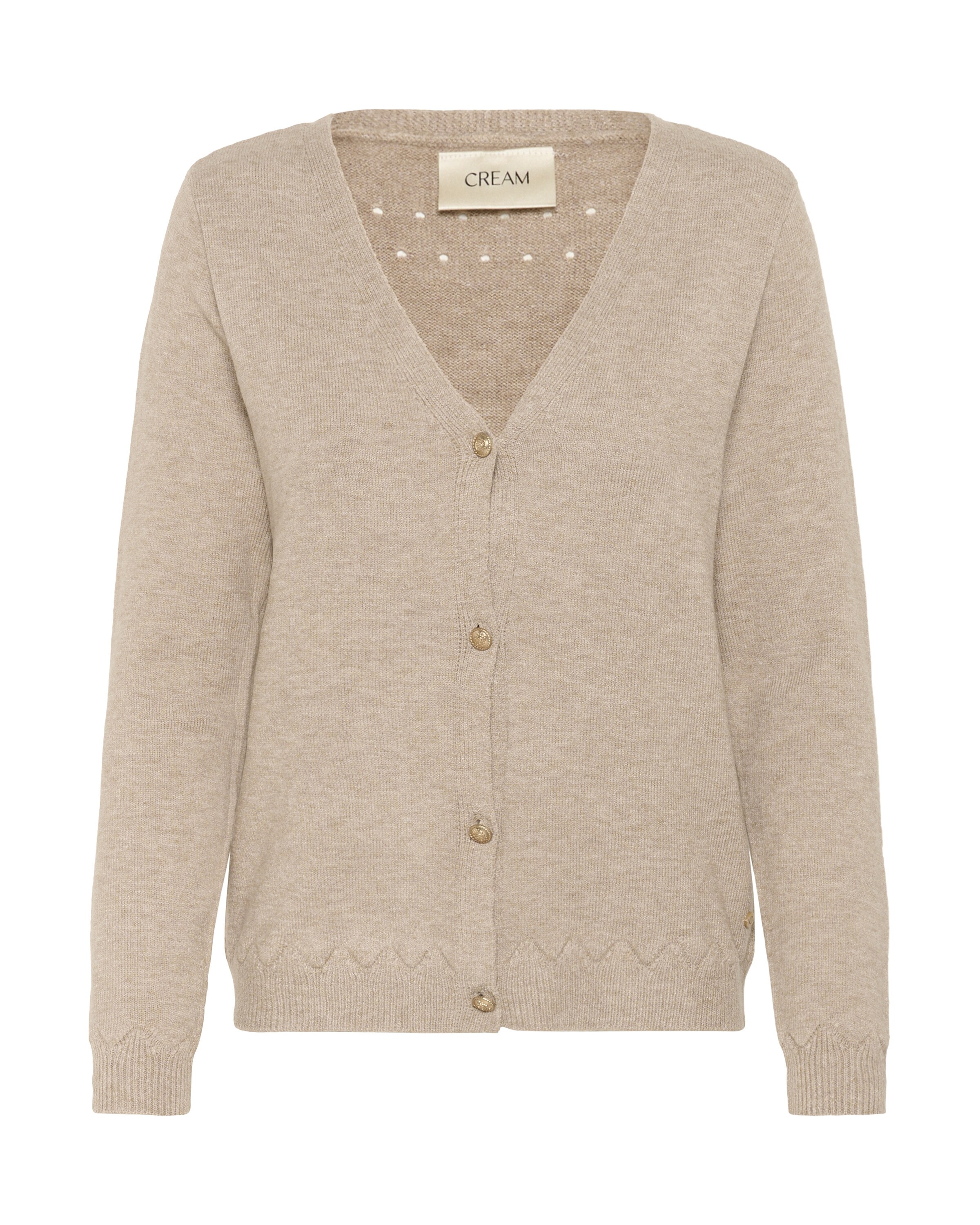 Cream Gebreid vest 'Dela' in Beige: voorkant