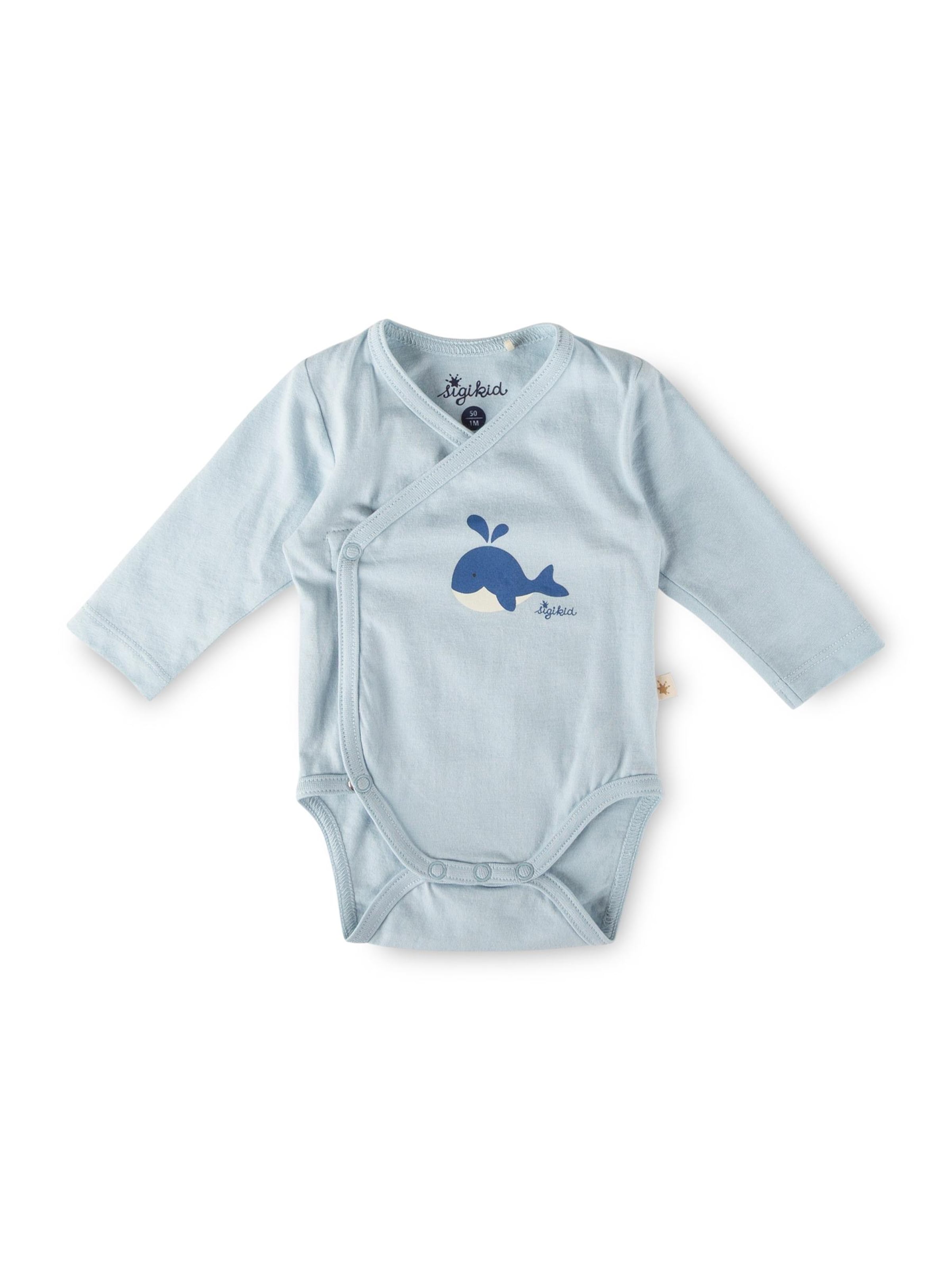 SIGIKID Romper/Bodysuit 'Body, langarm Classic Baby' in Blue: front