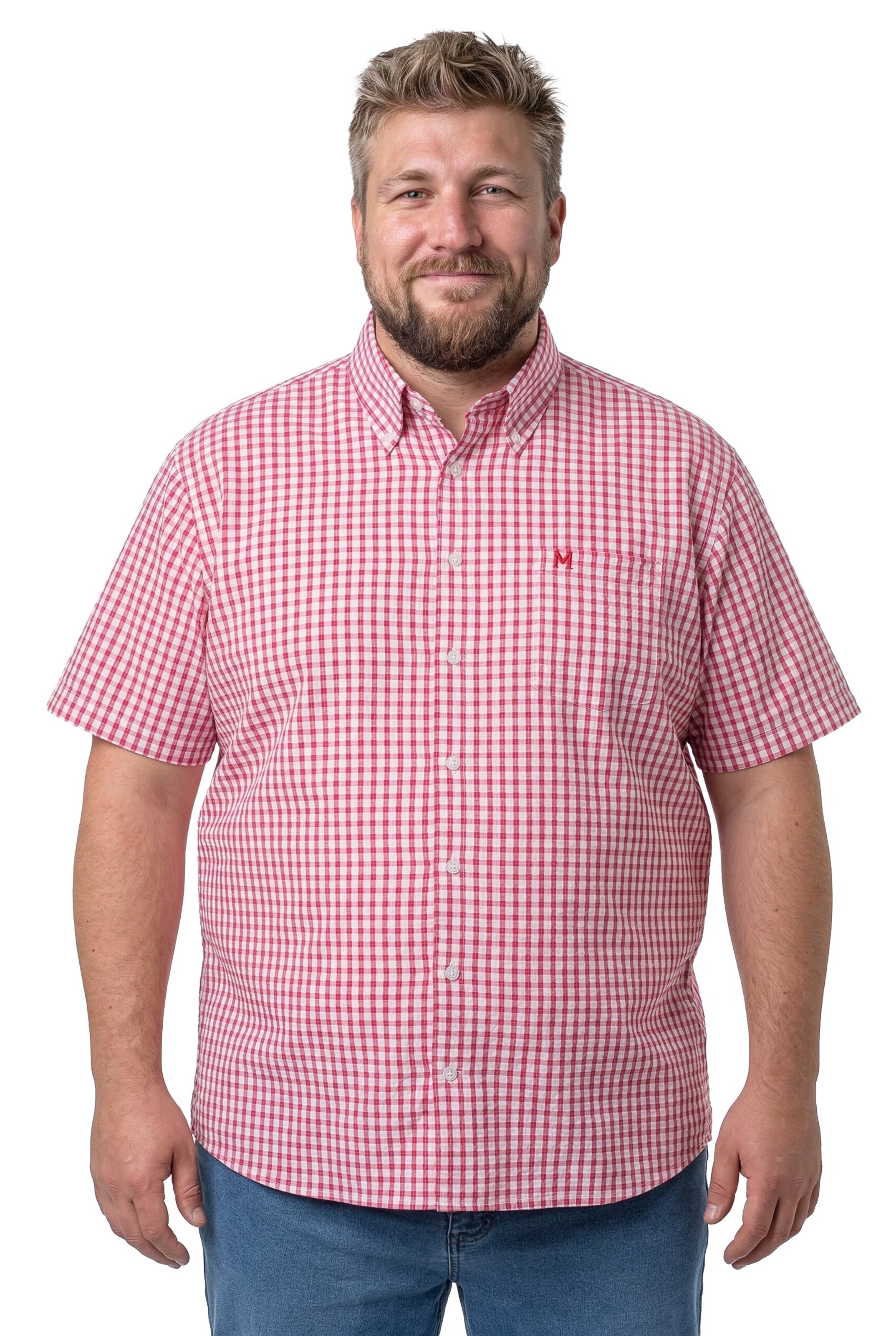 Men Plus Regular fit Overhemd in Rood: voorkant