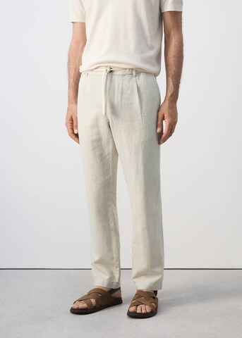MANGO MAN Slim fit Pleat-Front Pants 'Romelino' in Beige: front