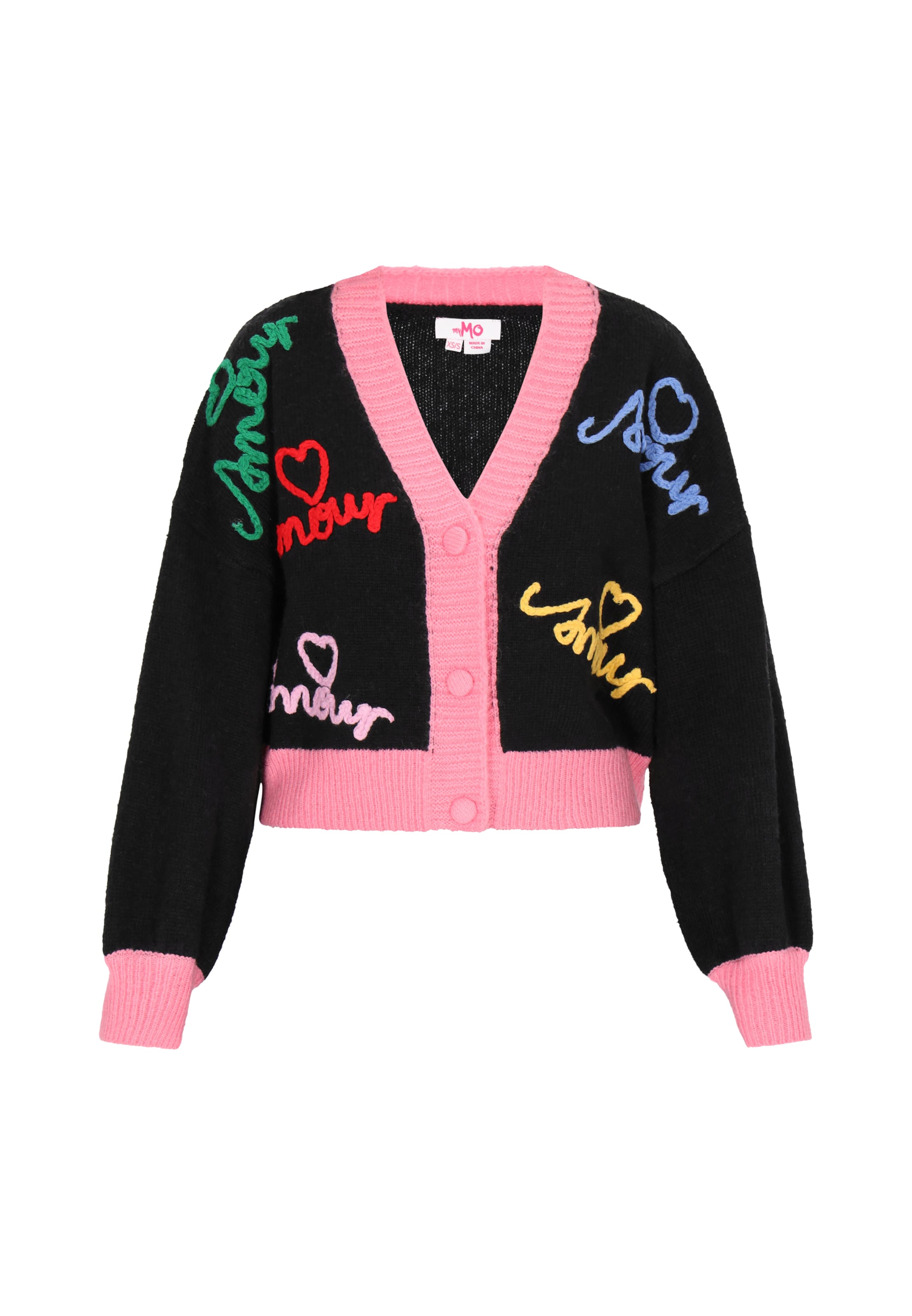 Cardigan dimensiuni mari de la MYMO pe negru: față