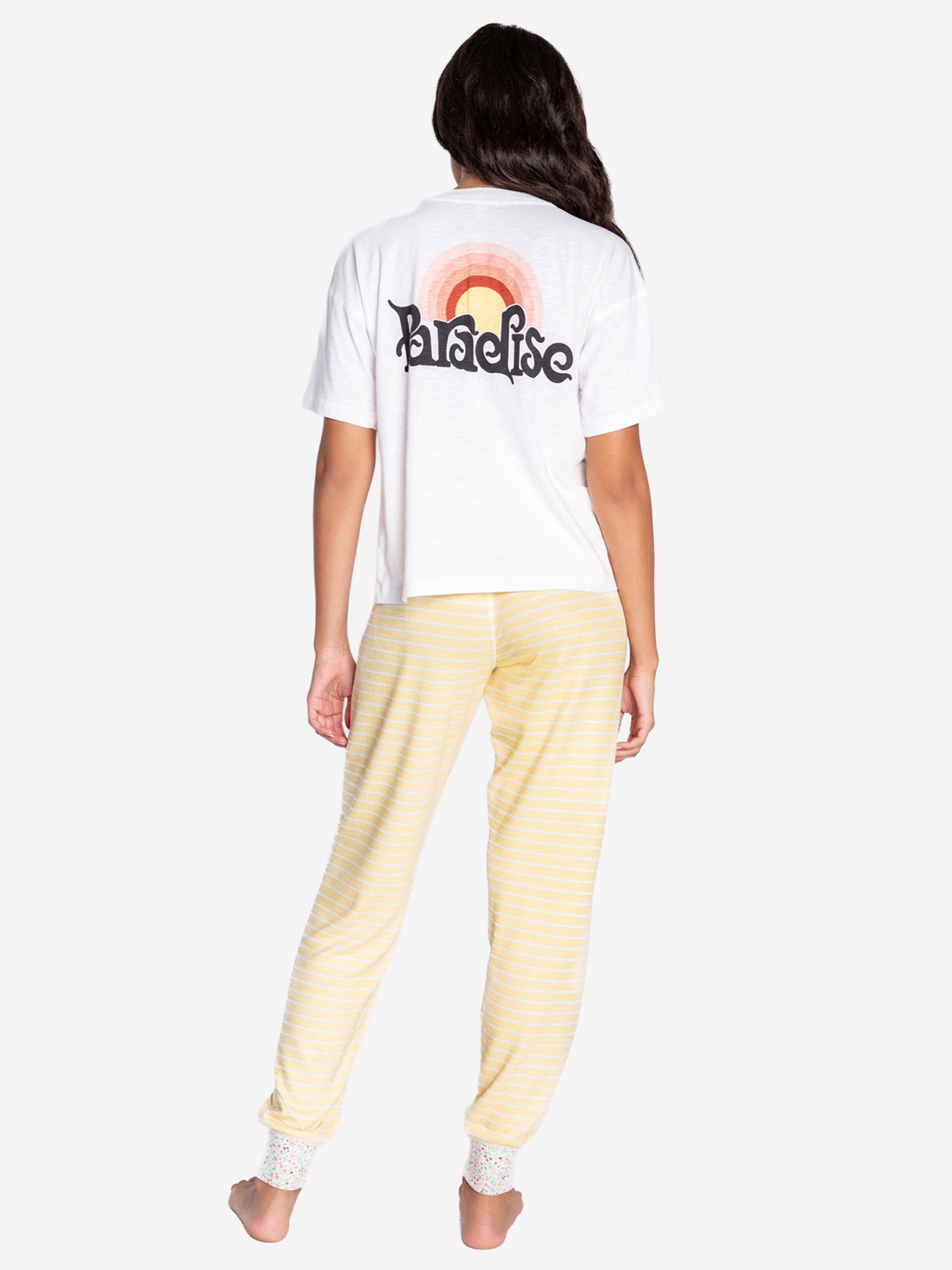 PJ Salvage Slaapshirt 'Striped Fields' in Wit