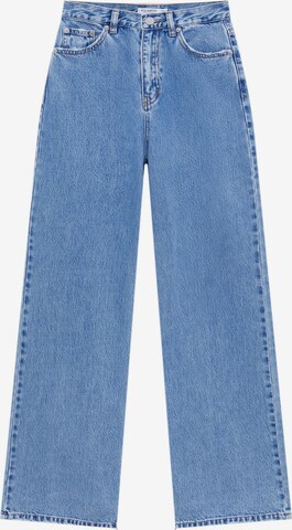 Pull&Bear Wide leg Jeans in Blauw: voorkant