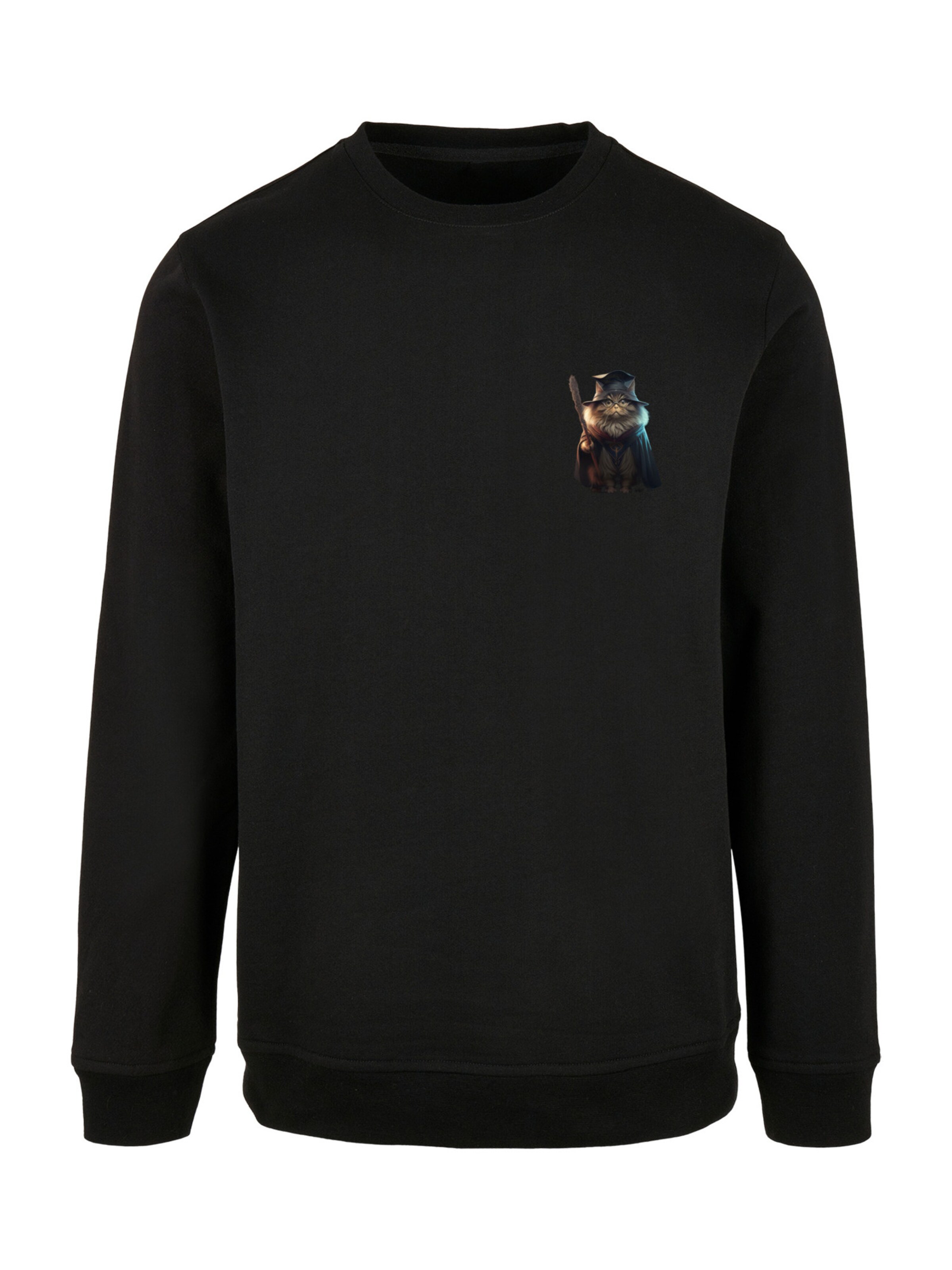F4NT4STIC Sweatshirt 'Wizard Cat' in Black: front