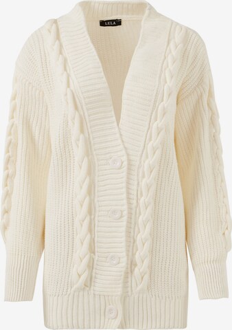 LELA Knit Cardigan in Beige: front