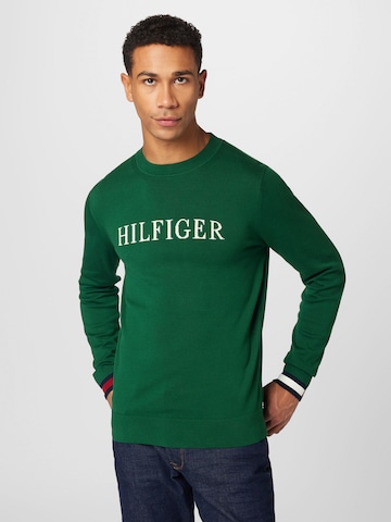 TOMMY HILFIGER Pulóver - zöld: elől