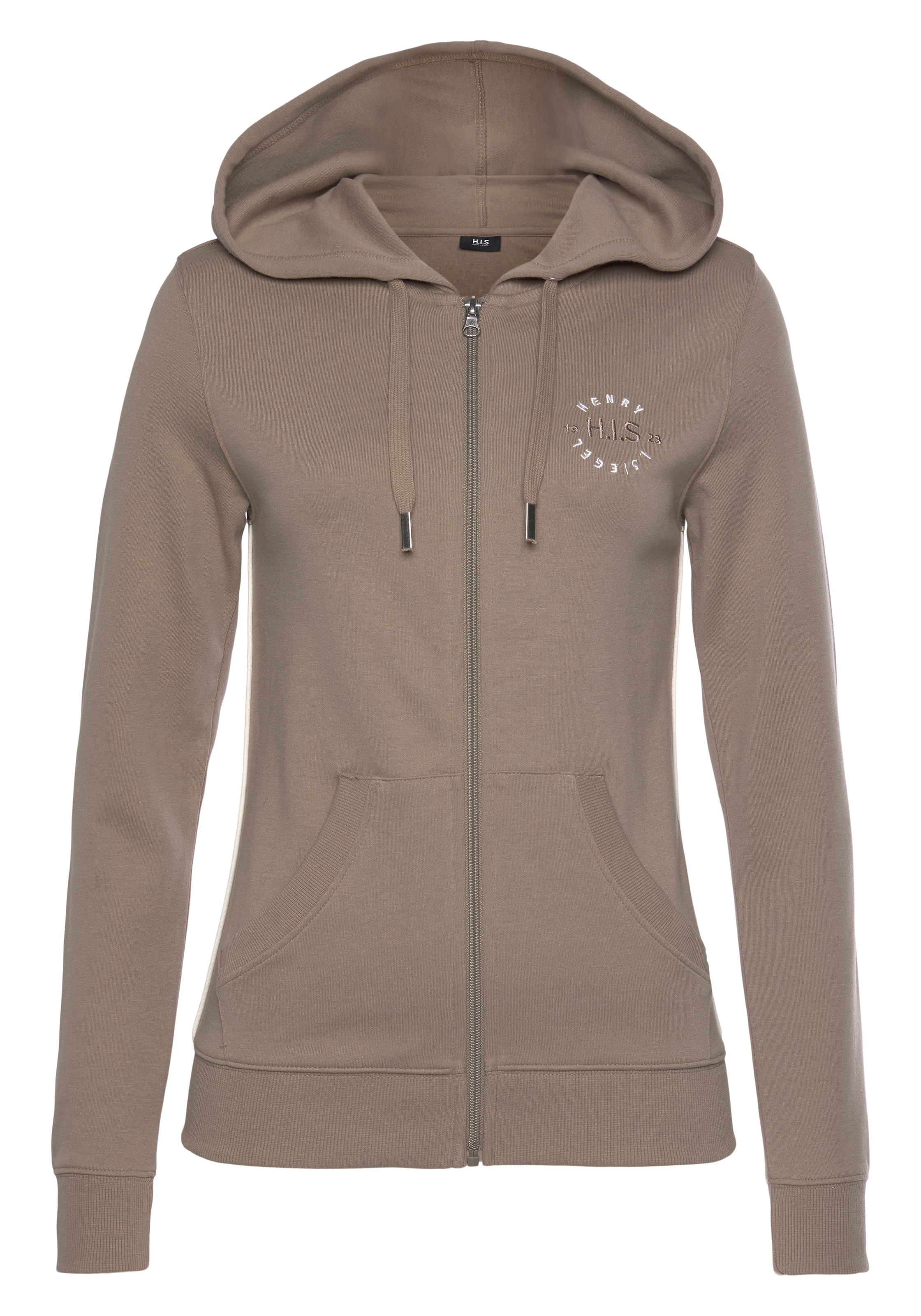 H.I.S Zip-Up Hoodie in Brown: front
