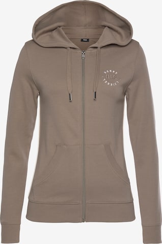 H.I.S Zip-Up Hoodie in Brown: front