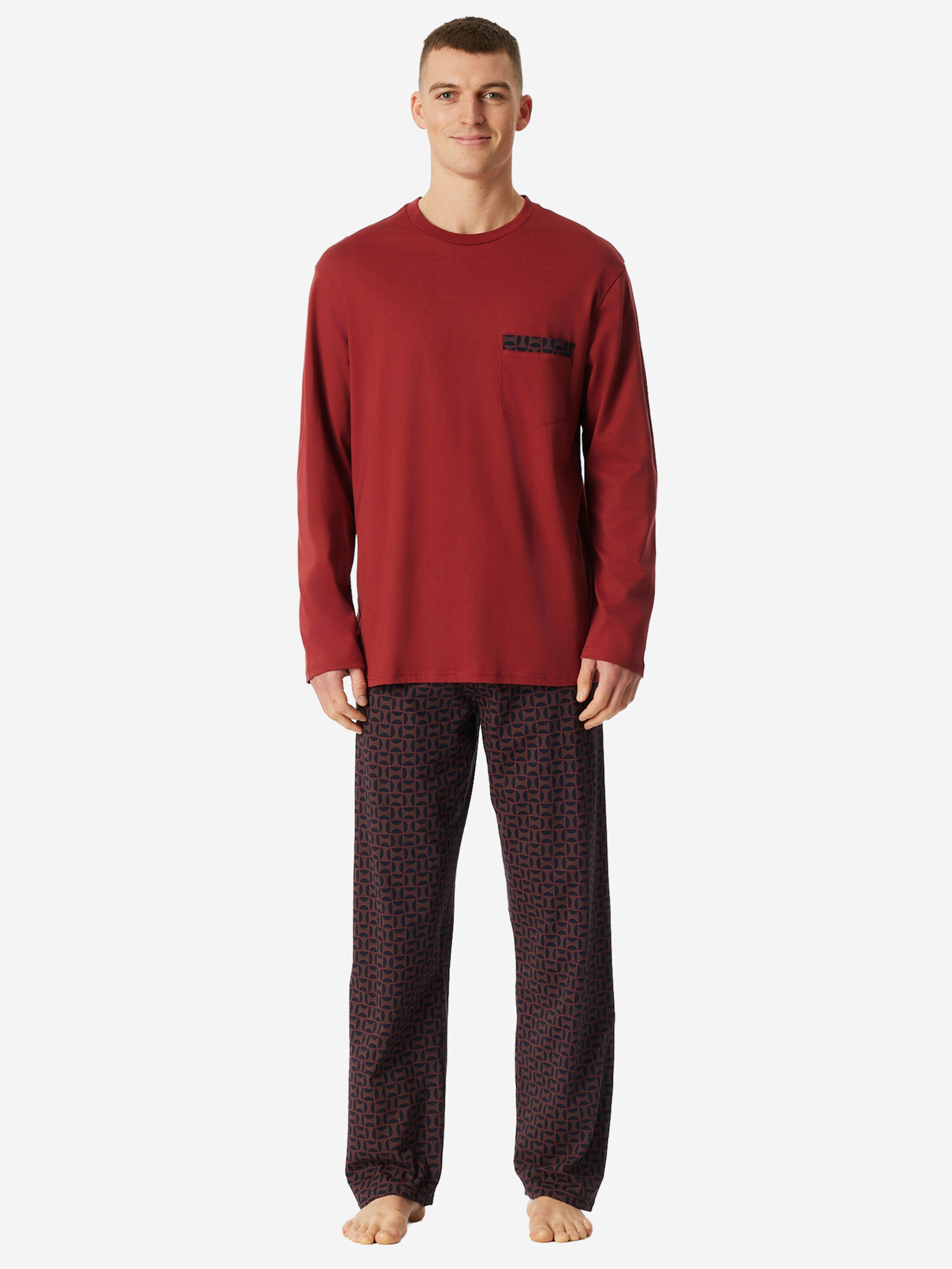 SCHIESSER - Pijama largo ' Comfort Nightwear ' en rojo