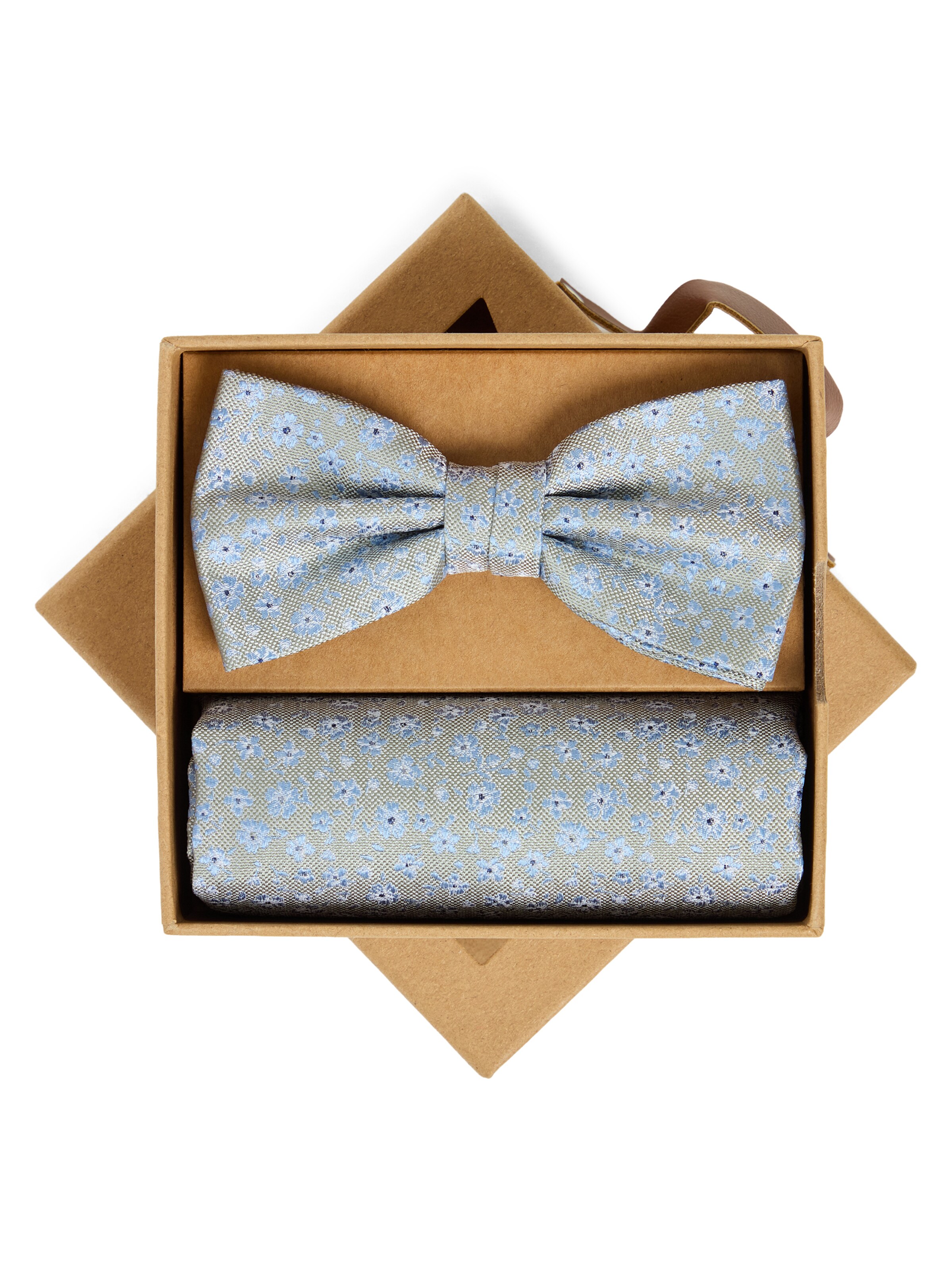 Finshley & Harding London Fliege und Einstecktuch in silber, Produktansicht