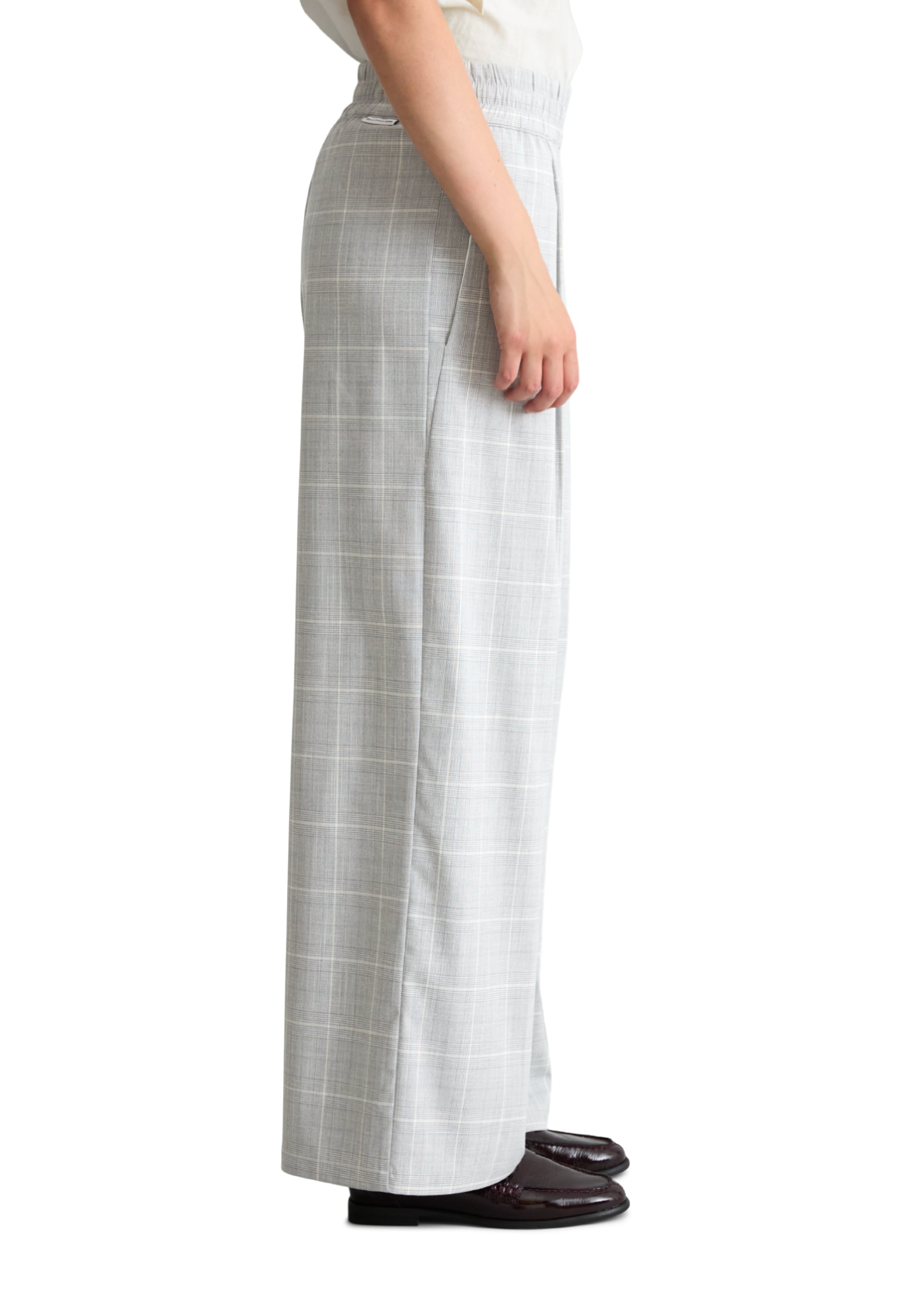 Marc O'Polo DENIM Wide leg Bandplooibroek in Grijs