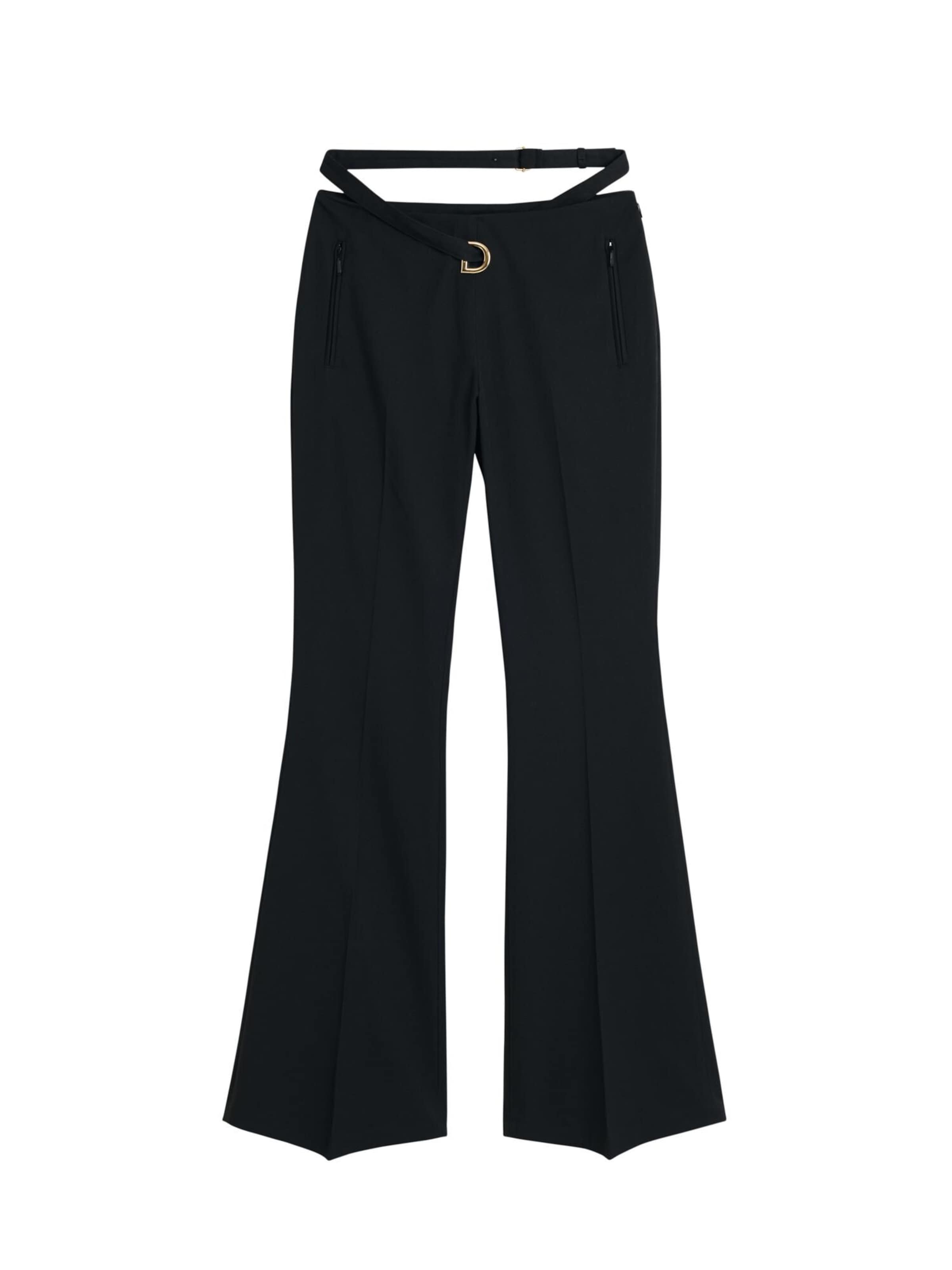 Desigual Flared Trousers with creases in Black: front