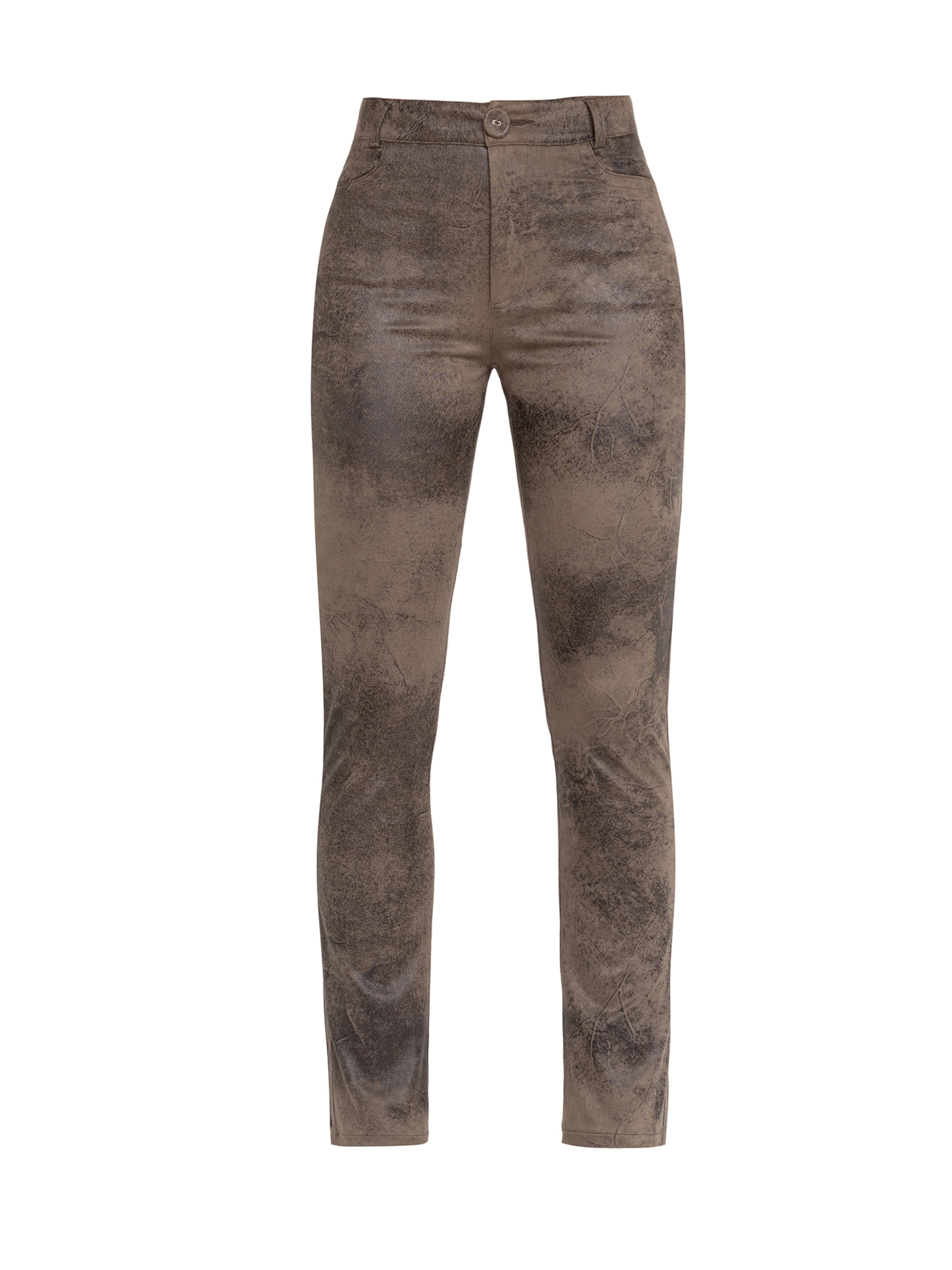 JIORO Skinny Broek 'ESSENTIALS' in Bruin: voorkant