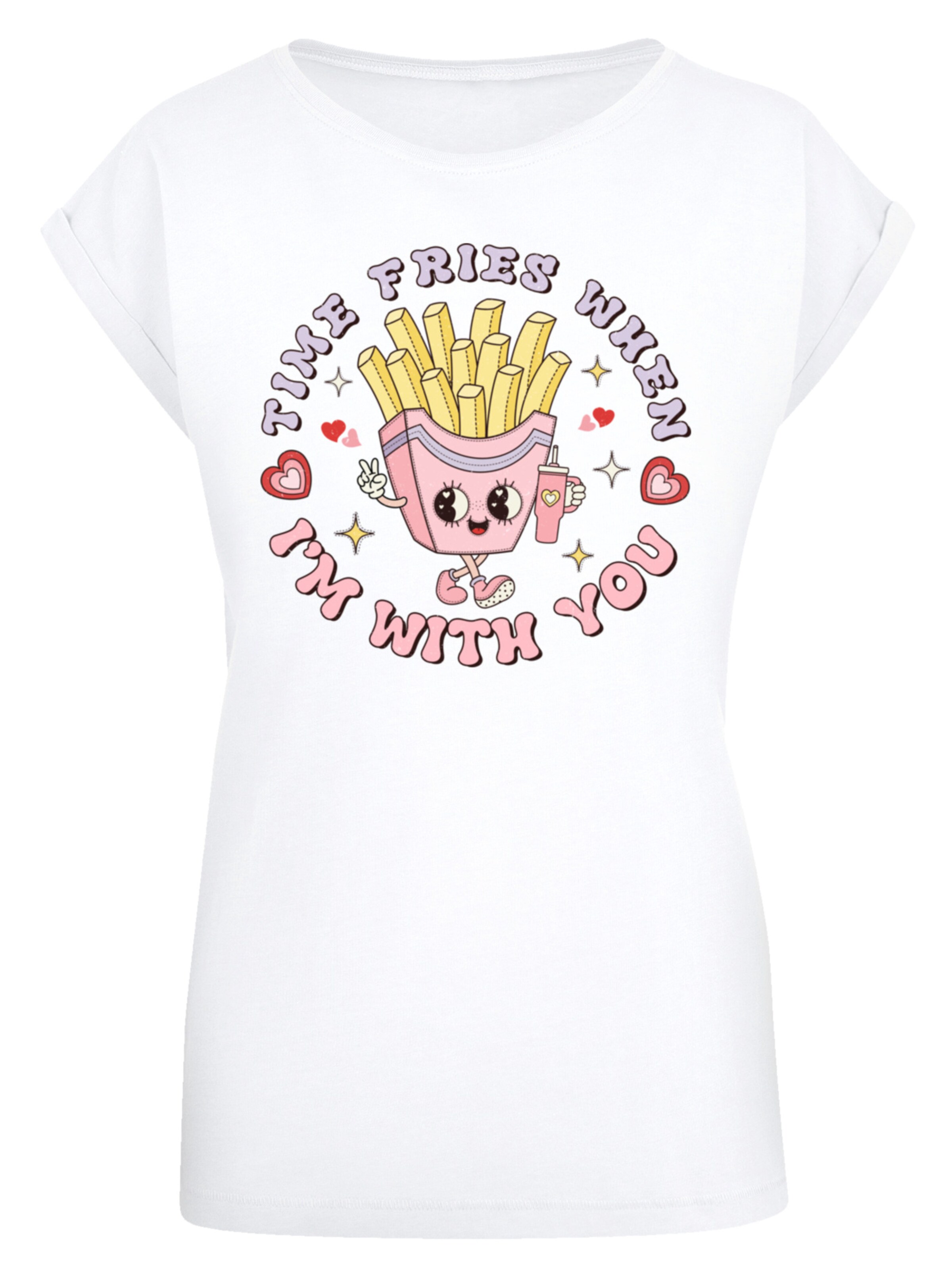F4NT4STIC Shirt 'Time Fries when I am with you Valentinstag' in Wit: voorkant