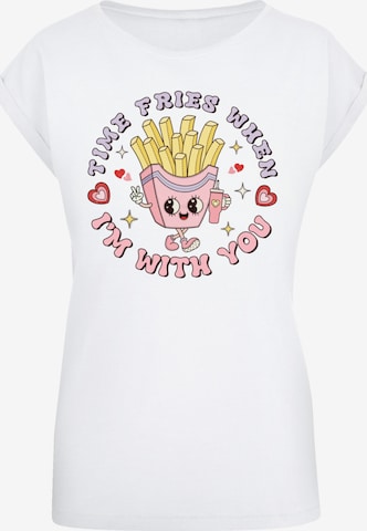 F4NT4STIC Shirt 'Time Fries when I am with you Valentinstag' in Wit: voorkant