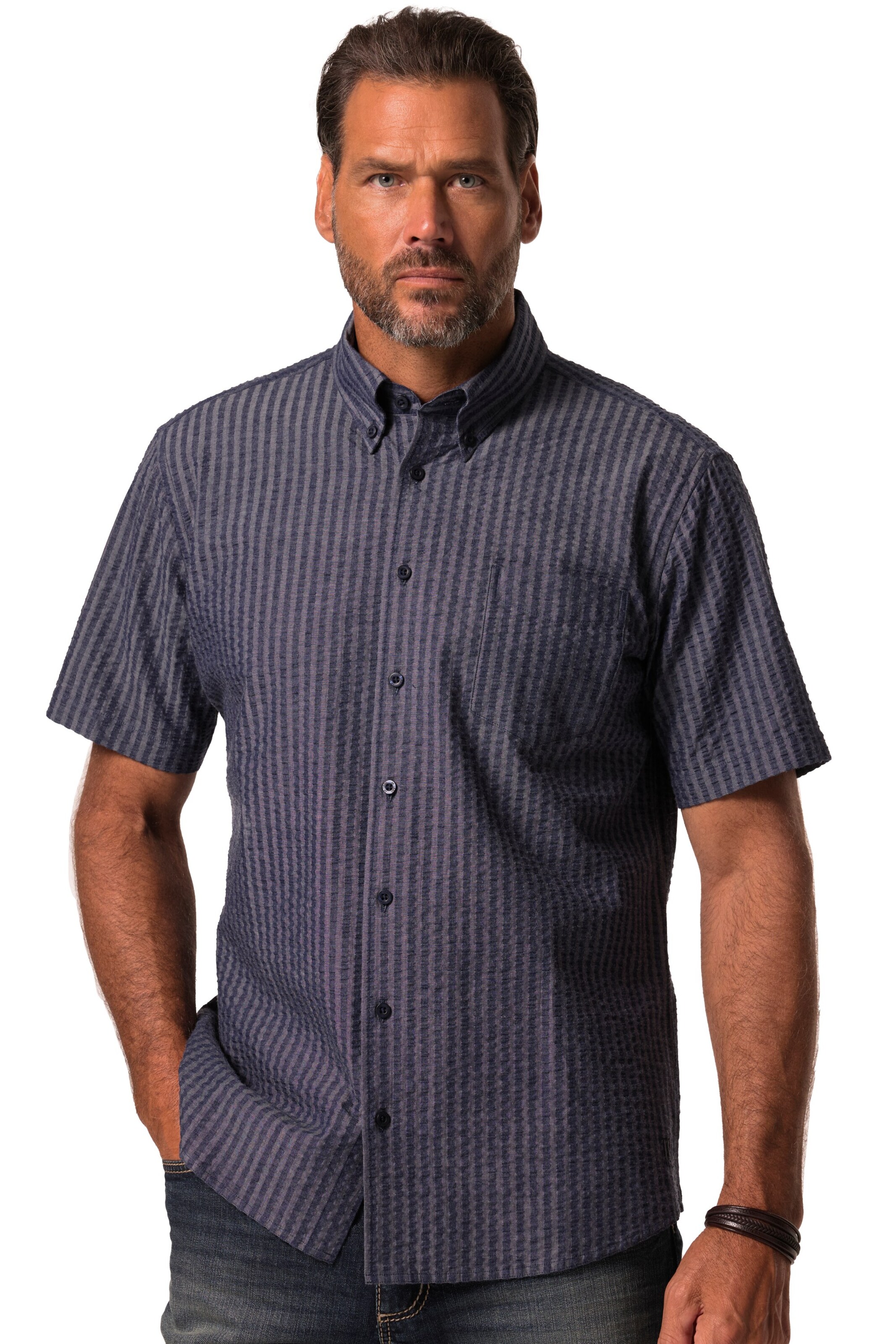 JP1880 Regular fit Button Up Shirt in Blue: front