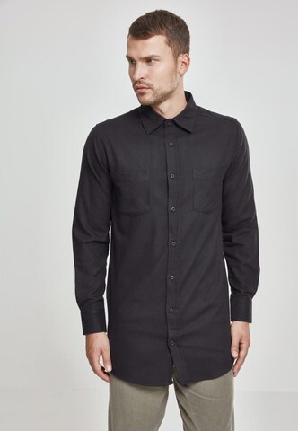 Urban Classics Regular fit Overhemd in Zwart: voorkant