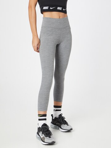 NIKE Skinny Workout Pants in Grey: front