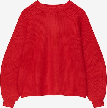 Pull&Bear Пуловер в червено: отпред