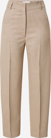 Warehouse Regular Trousers with creases 'Barrel' in Brown: front