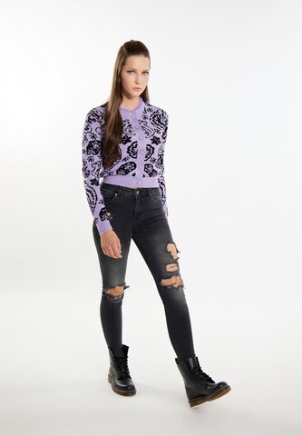myMo ROCKS Knit Cardigan 'Ucy' in Purple