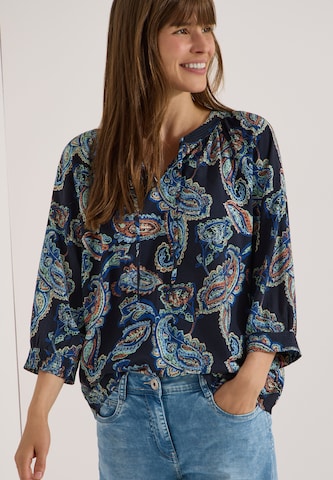 CECIL 3/4-Arm Tunika mit Split Neck und Print in Blau: Vorderseite
