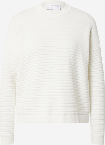 Pull-over 'Laurina' SELECTED FEMME en blanc : devant