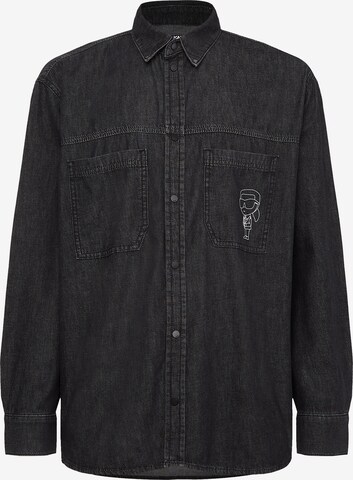 Karl Lagerfeld Comfort fit Button Up Shirt ' Ikonik 2.0 ' in Black: front