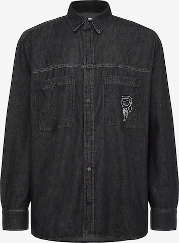 Karl Lagerfeld Comfort fit Button Up Shirt ' Ikonik 2.0 ' in Black: front