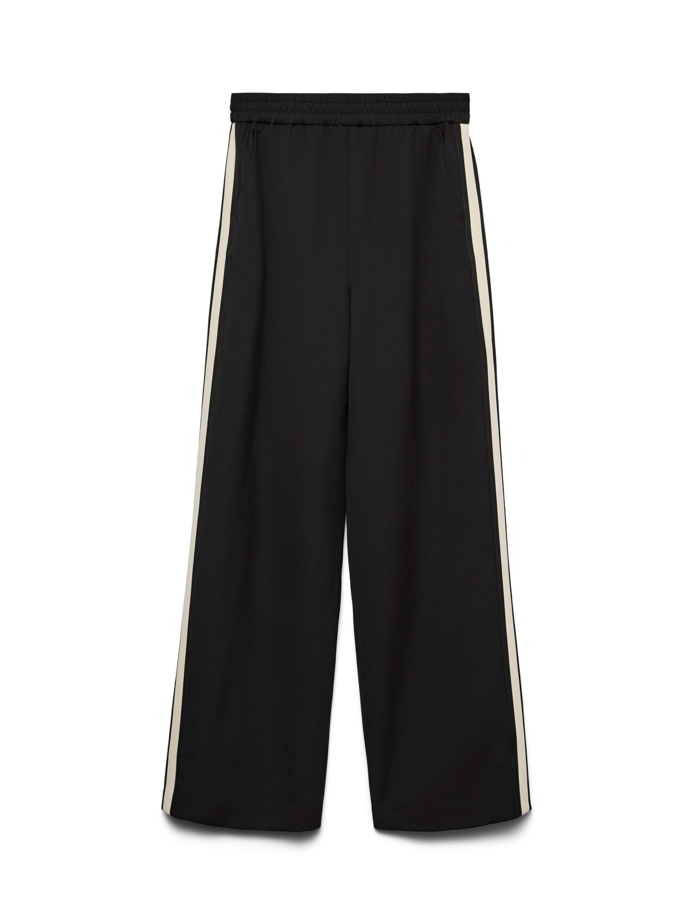 VERO MODA Wide leg Bandplooibroek 'CHRISSY' in Zwart: voorkant