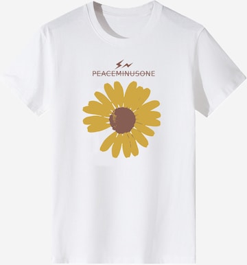T-shirt 'Women Minimal Hand-Drawn Sunflower Print T-Shirt' LapaPlus en blanc : devant