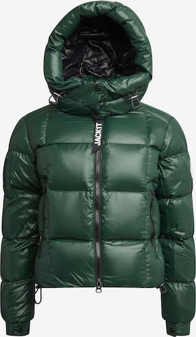 JACK1T Outdoor Jacket ' EZ Boxed Crop Puffer Lux ' in Green: front
