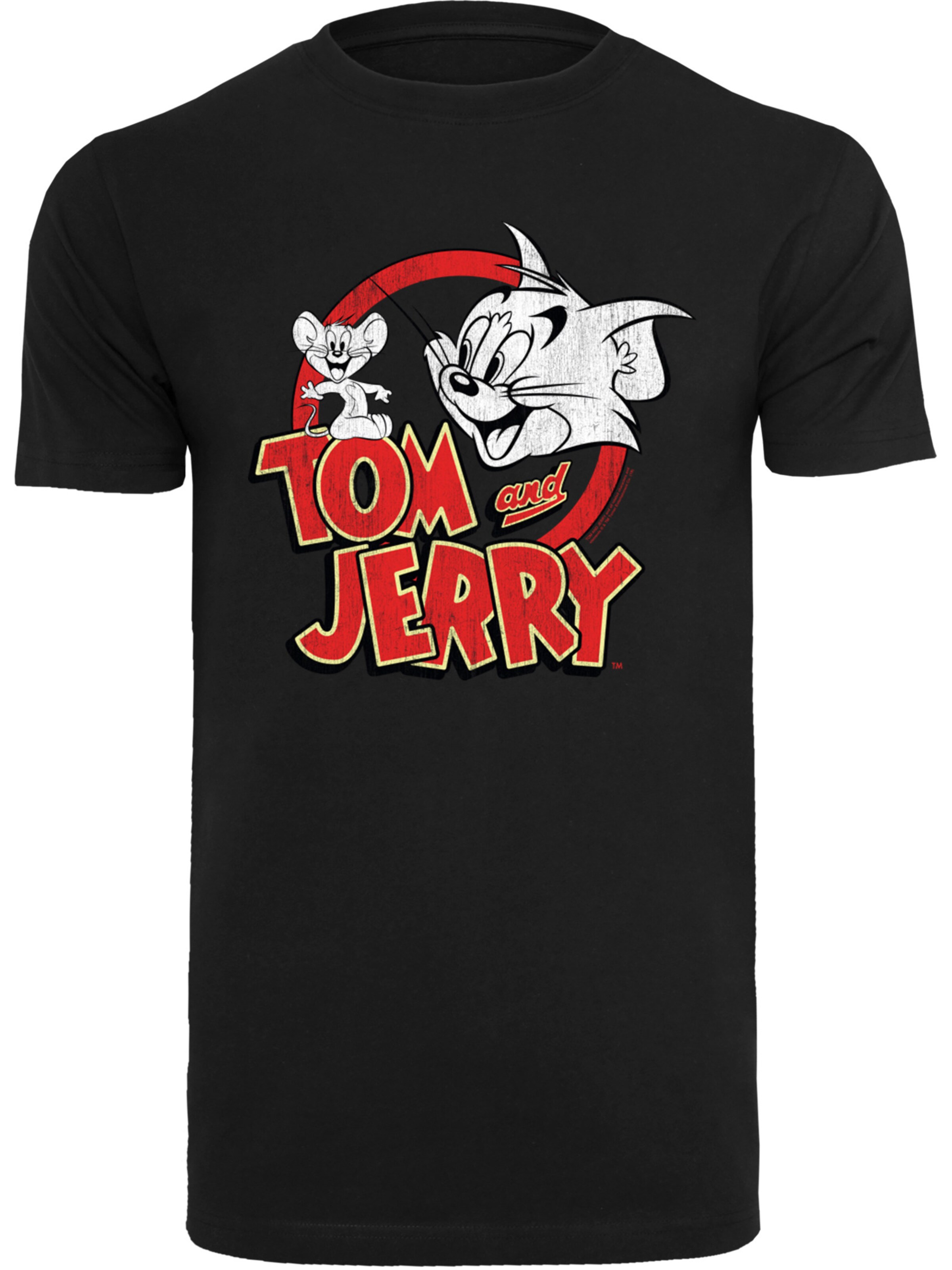 T-Shirt 'Tom und Jerry Distressed Logo' F4NT4STIC en noir : devant