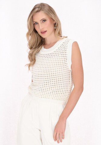 Cardigan DreiMaster Klassik en blanc : devant