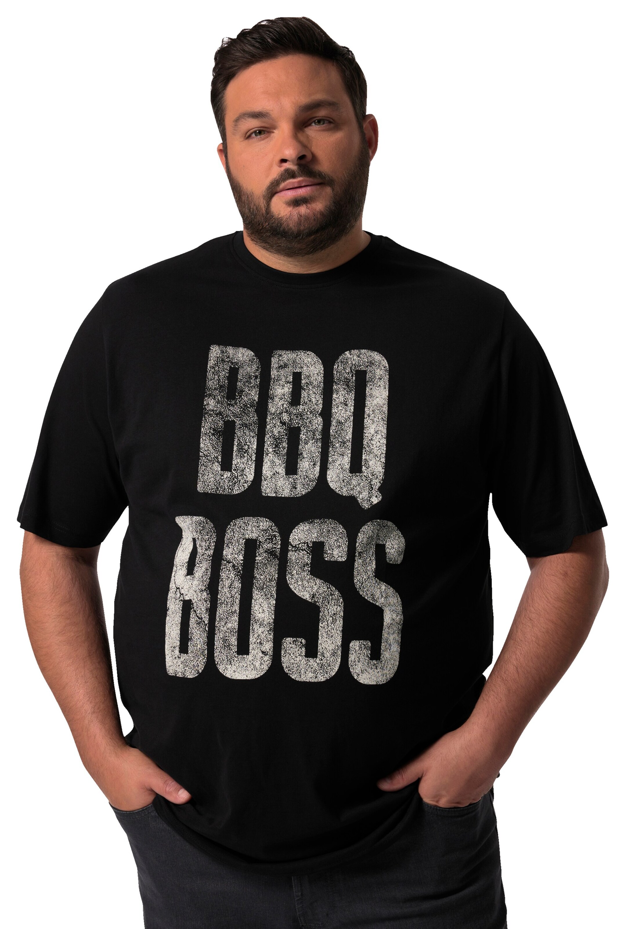 Men Plus T-Shirt in Schwarz: Vorderseite