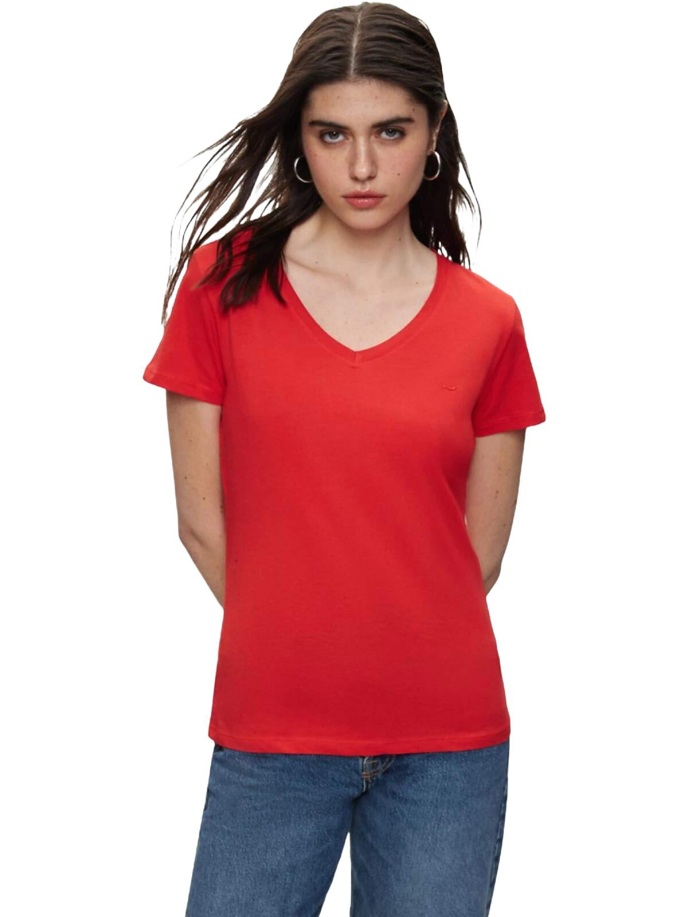 LTB Jeans - Camiseta 'LTB Jeans Damen-T-Shirt mit V-Ausschnitt' en rojo