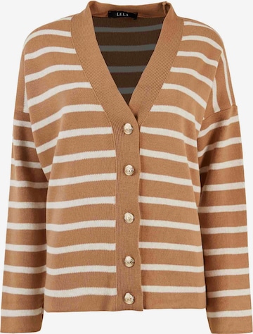 LELA Knit Cardigan in Brown: front