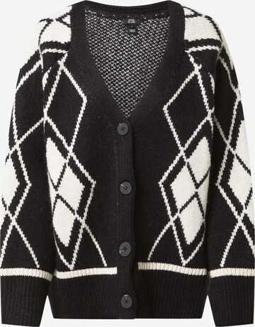 River Island Knit cardigan 'ARGYLE' in Black: front